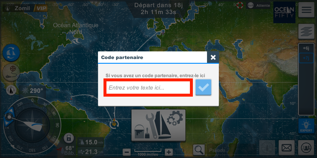 Utilisation d'un code partenaire – Assistance VR Offshore